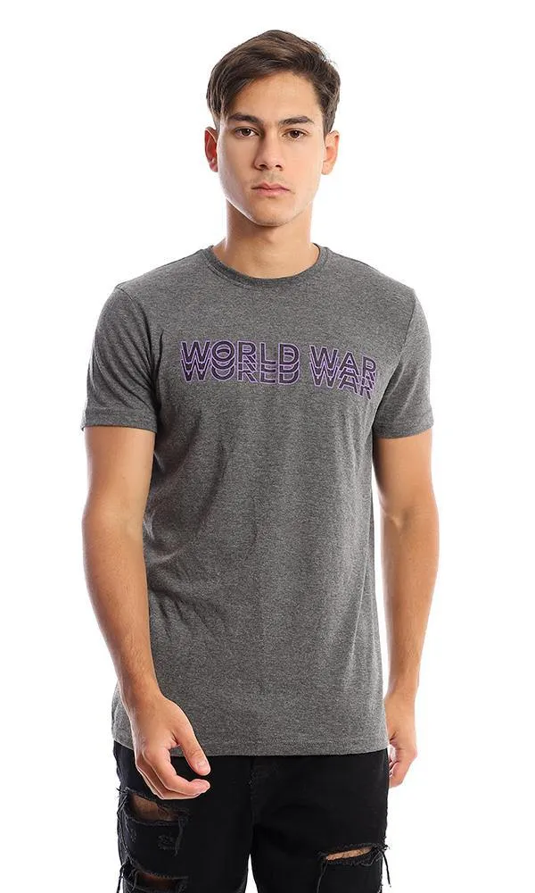 95725 Heather Dark Grey Printed "World War" Tee