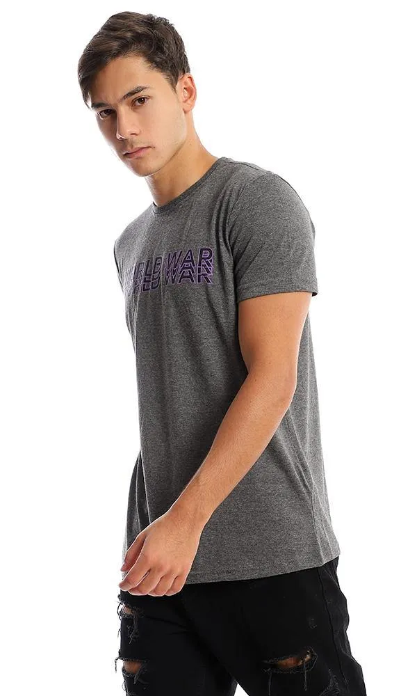 95725 Heather Dark Grey Printed "World War" Tee