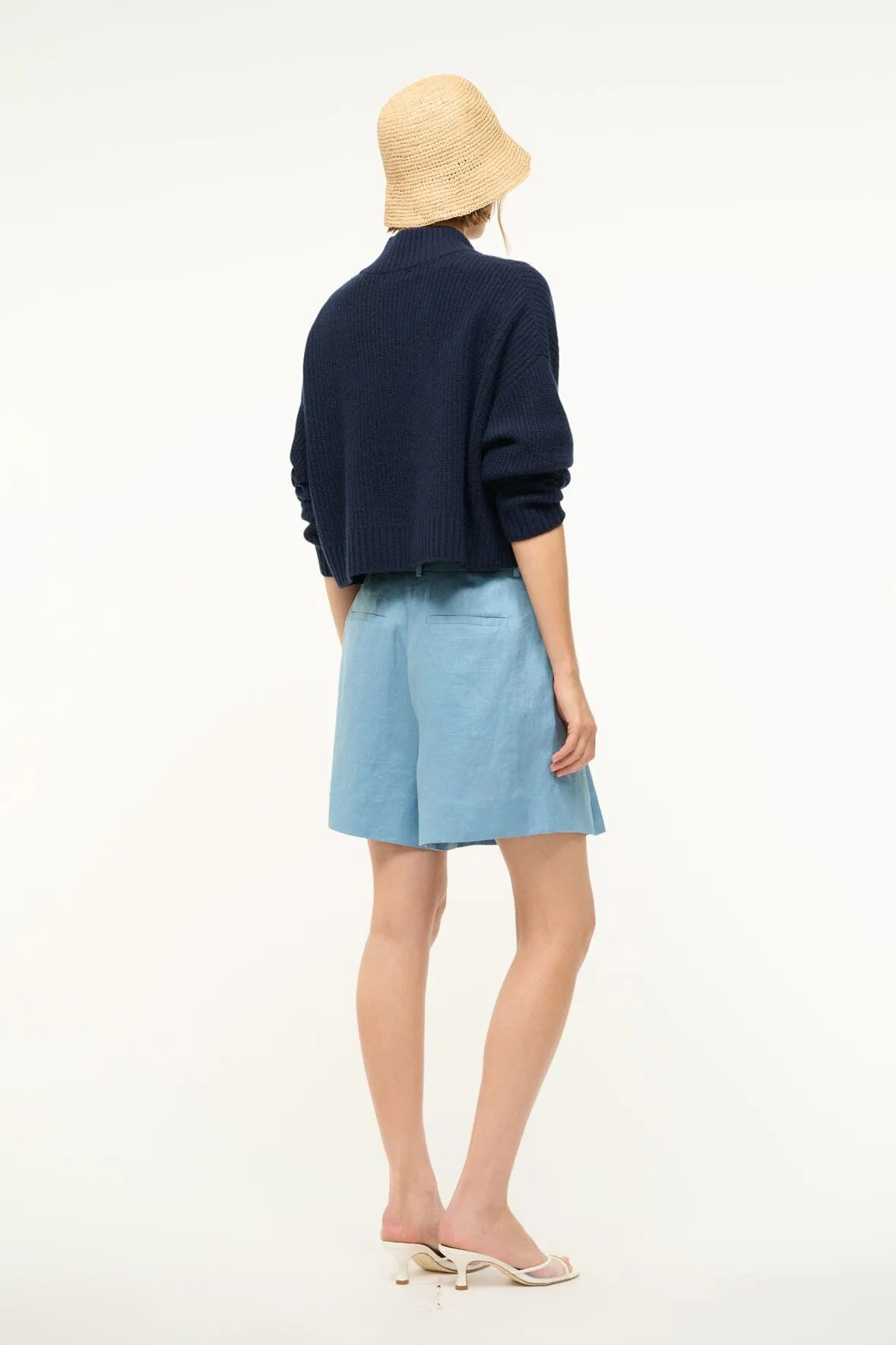 CASHMERE CROPPED HAMPTON SWEATER | NAVY
