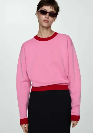 Contrast trim sweater - Light/pastel Pink