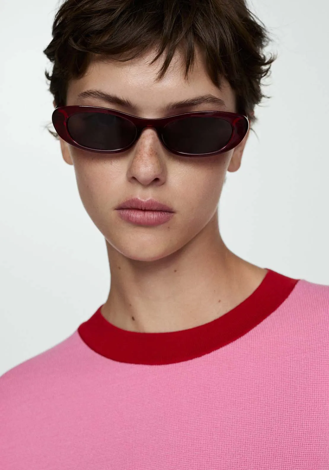 Contrast trim sweater - Light/pastel Pink