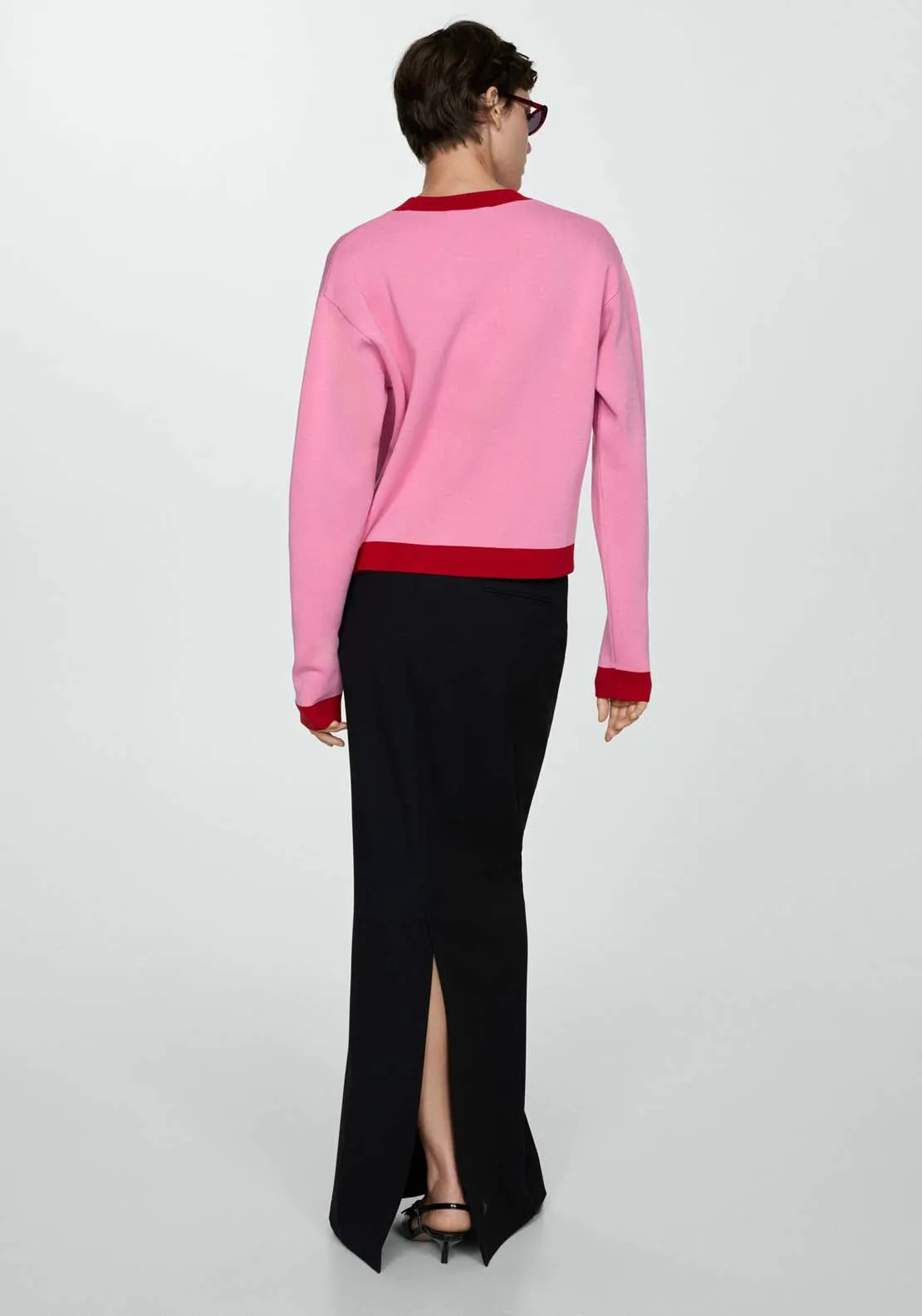 Contrast trim sweater - Light/pastel Pink