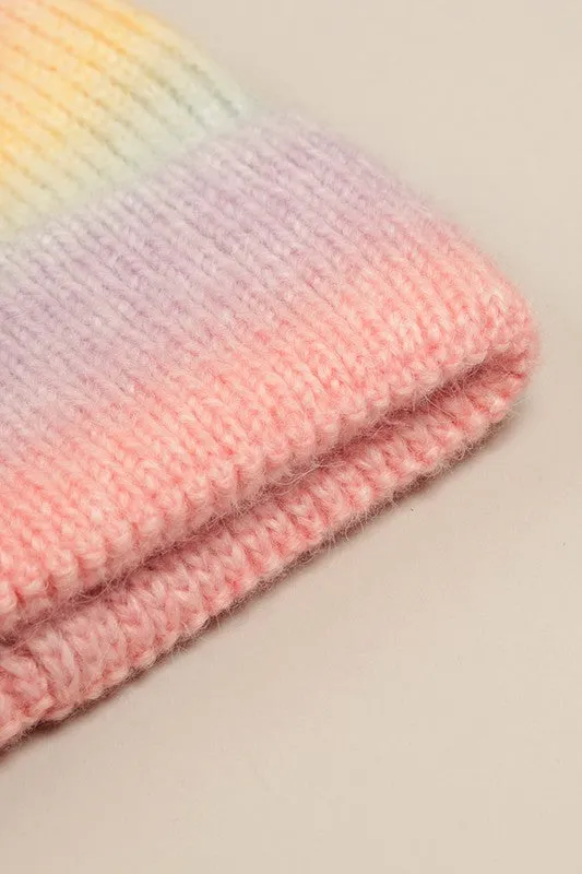 Fashion Collection, Ombre Color Knitted Beanie Hat