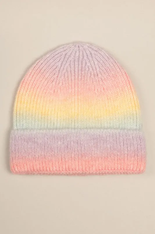Fashion Collection, Ombre Color Knitted Beanie Hat