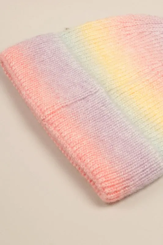 Fashion Collection, Ombre Color Knitted Beanie Hat