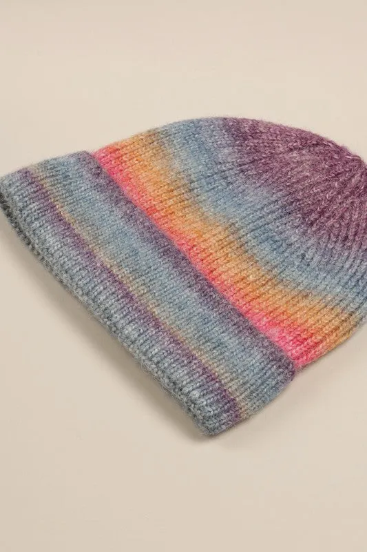 Fashion Collection, Ombre Color Knitted Beanie Hat