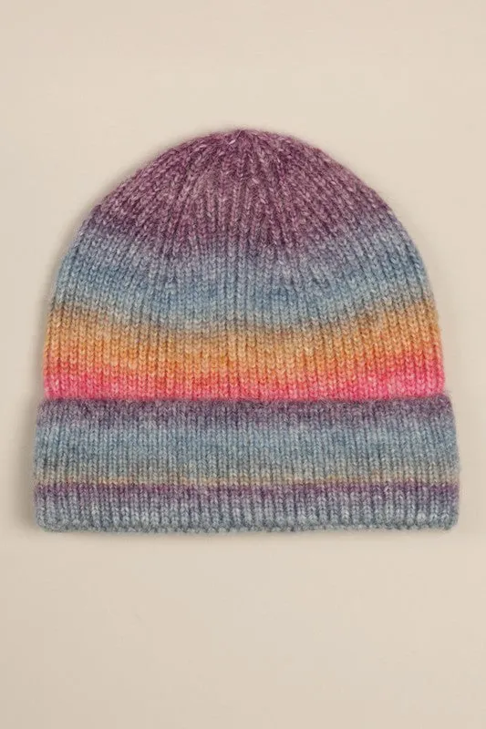Fashion Collection, Ombre Color Knitted Beanie Hat