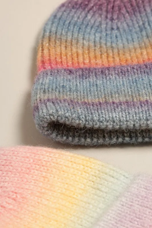Fashion Collection, Ombre Color Knitted Beanie Hat
