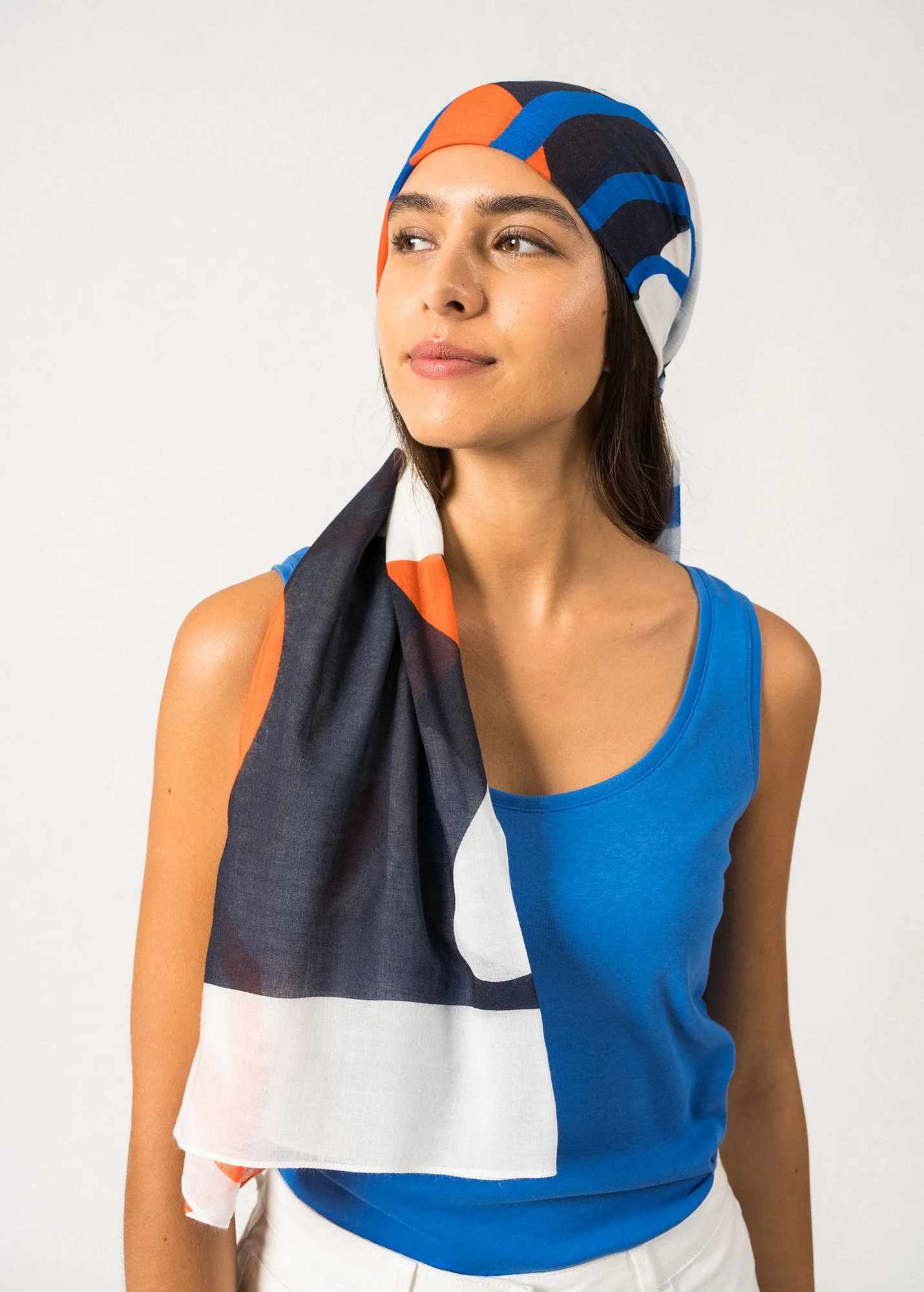 Graphic Patterned Scarf  cotton (BLANC GRAPHIC)