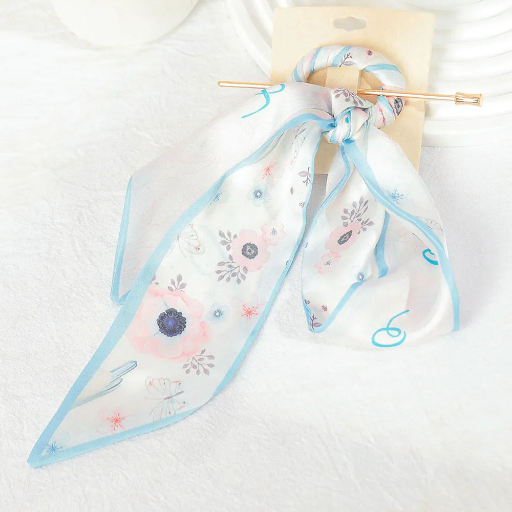 iLLASPARKZ Flower Patterned Silky Scarf Hair Stick / Hair Pin
