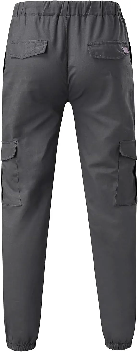 Mens Workout Cargo Sweatpants Heavyweight Fleece Cargo Sweatpants Stretch Elastic Waist Baggy Workout Jogger Pants