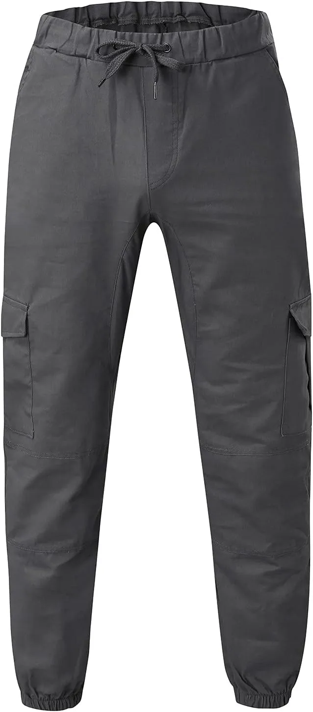 Mens Workout Cargo Sweatpants Heavyweight Fleece Cargo Sweatpants Stretch Elastic Waist Baggy Workout Jogger Pants