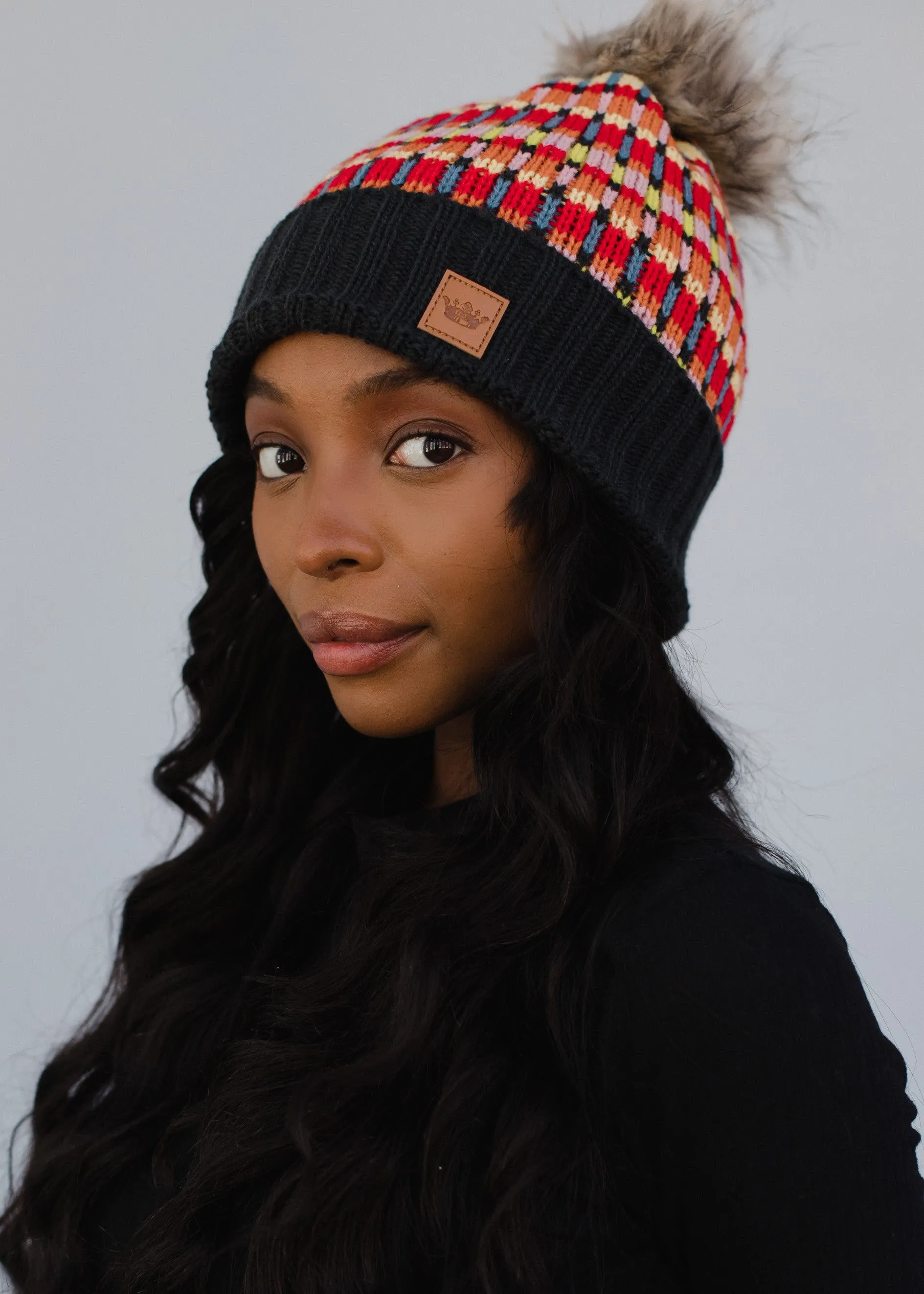 Patterned Pom Hat
