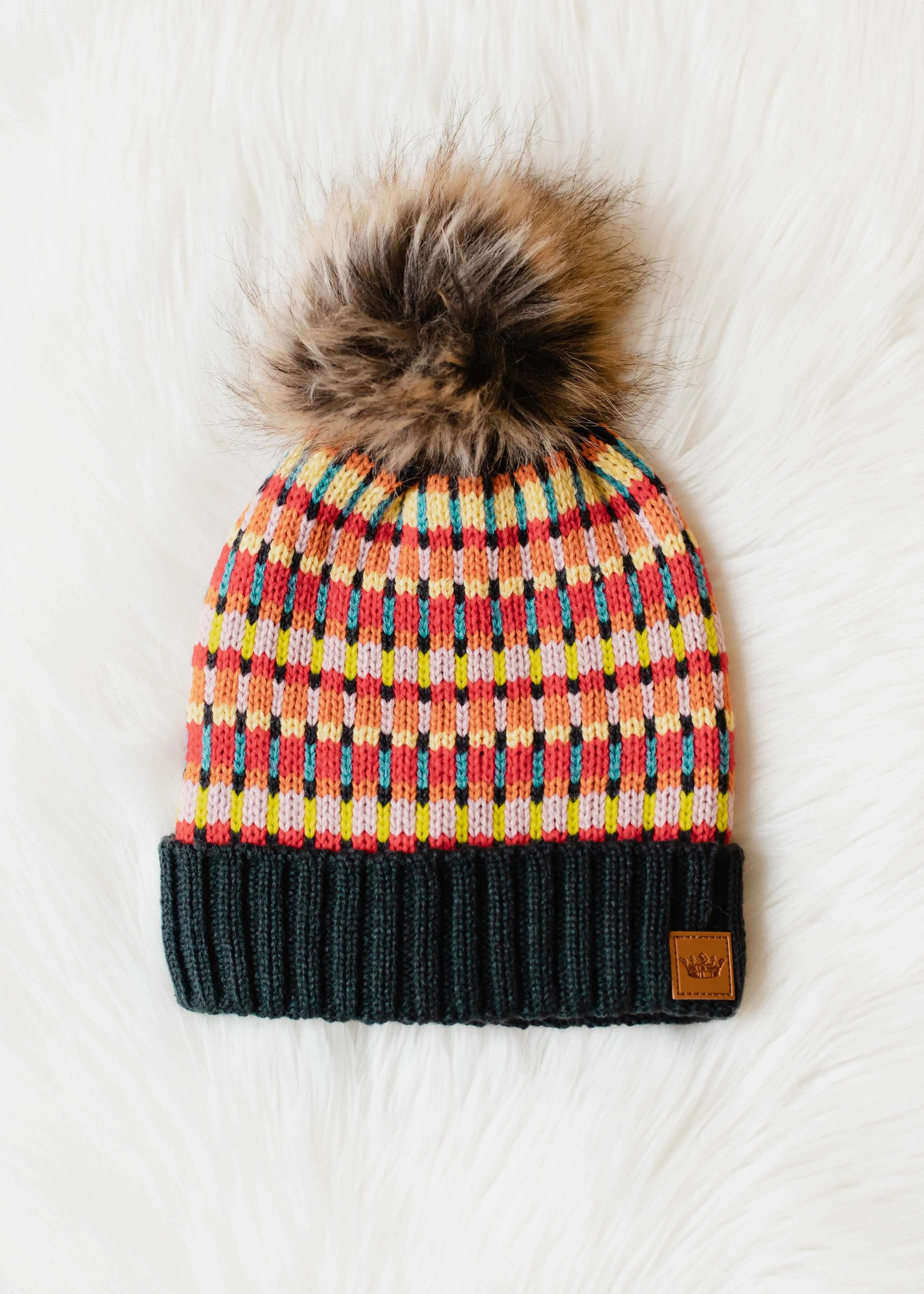 Patterned Pom Hat