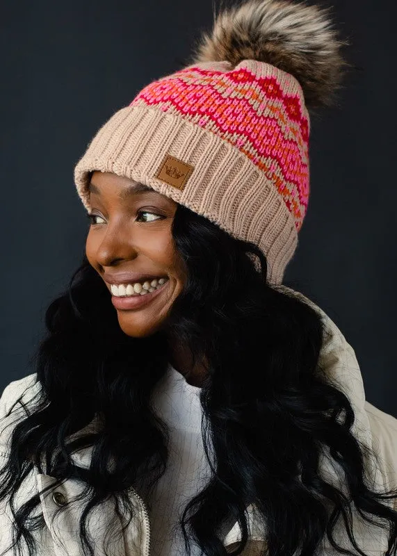 Patterned Pom Hat