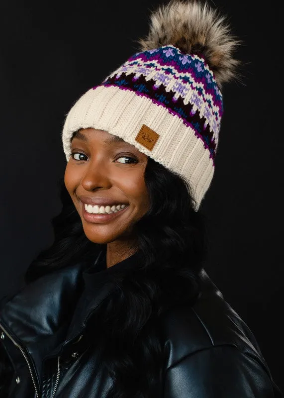 Patterned Pom Hat