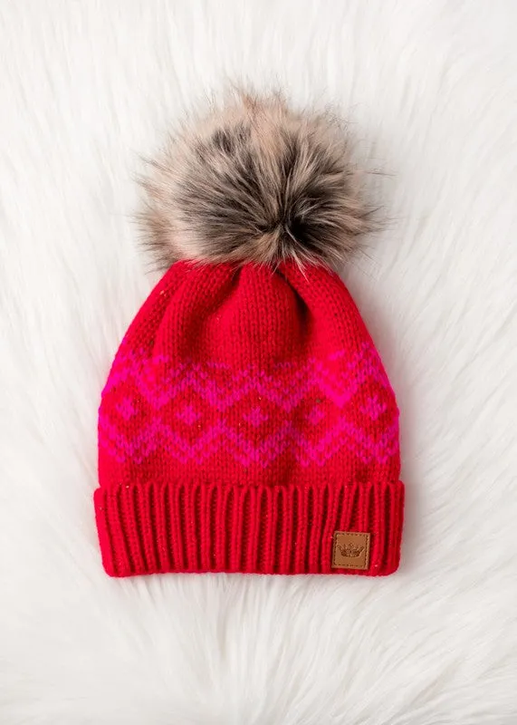 Patterned Pom Hat