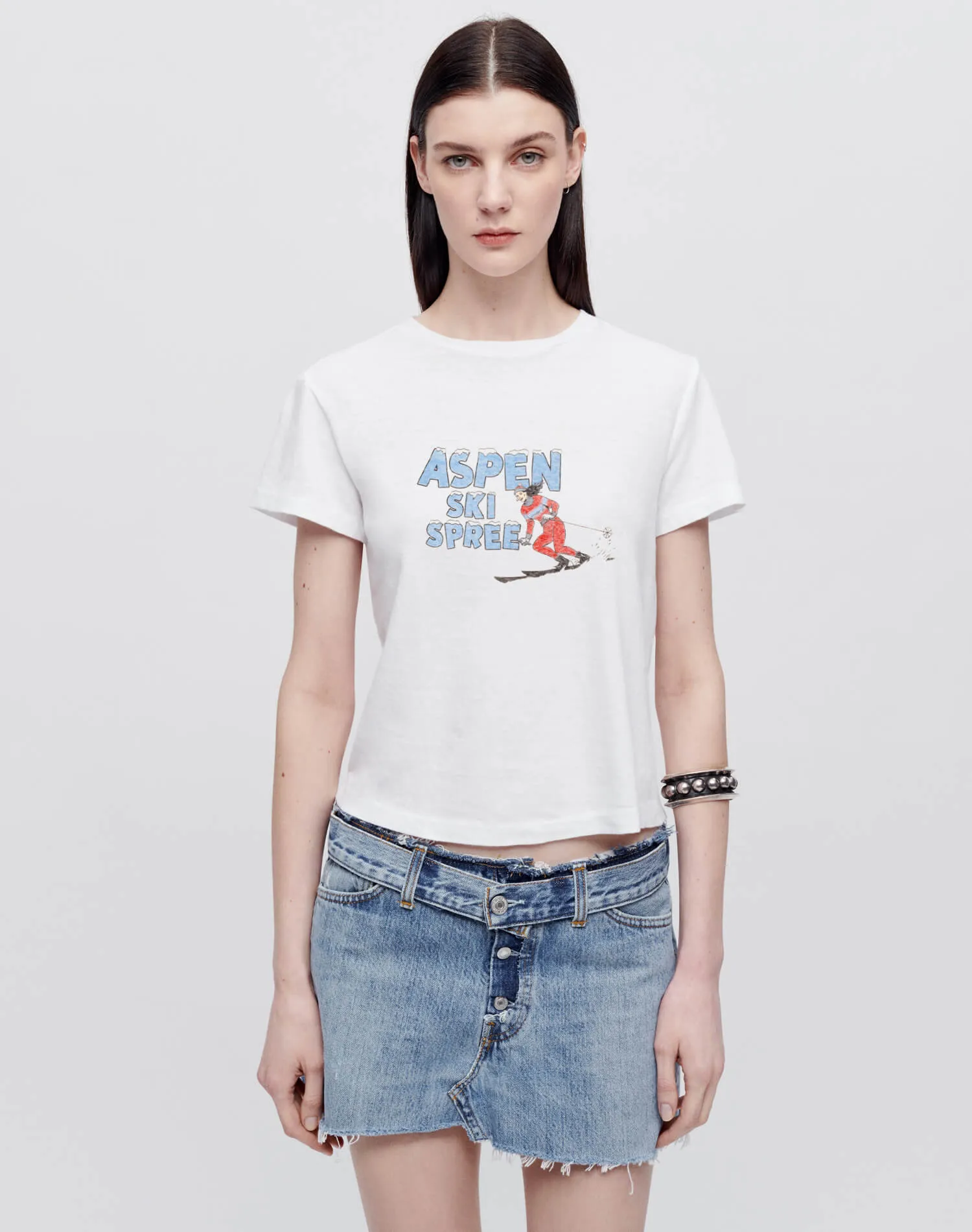 Re/Done Classic "Ski Spree" Tee in Vintage White