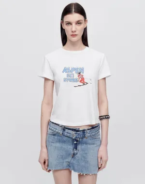 Re/Done Classic "Ski Spree" Tee in Vintage White