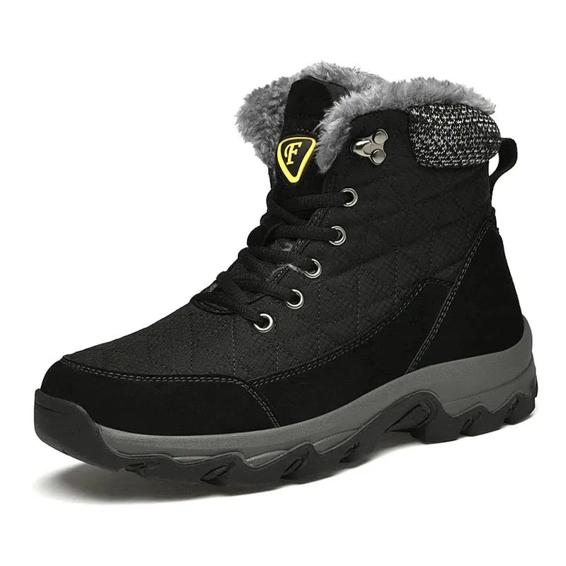 Winter Snow Boots Men Thick Fur Super Warm With Lace Up Men's Soft Waterproof Ankle Boots Casual Wear-Resistant Men Boots