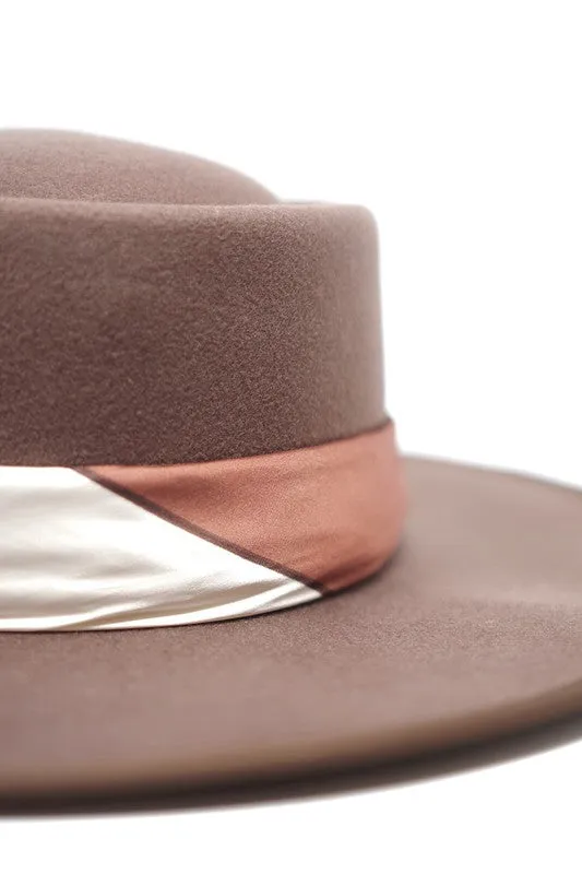 Wool Hat With Satin Scarf