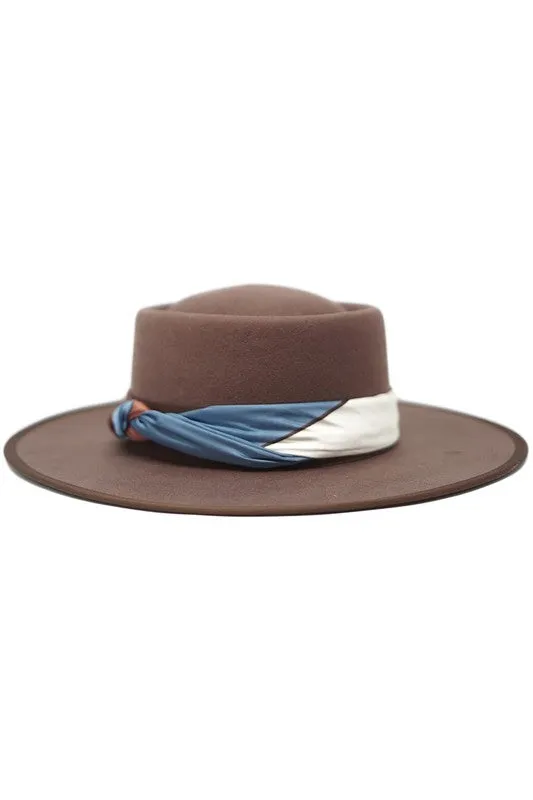 Wool Hat With Satin Scarf