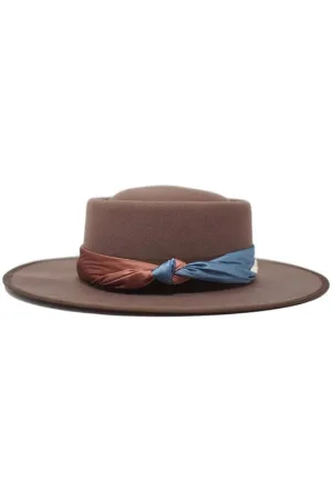 Wool Hat With Satin Scarf